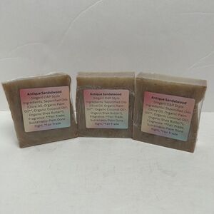 Handmade All Natural Bar Soap Antique Sandalwood Lot Of 3 Vegan